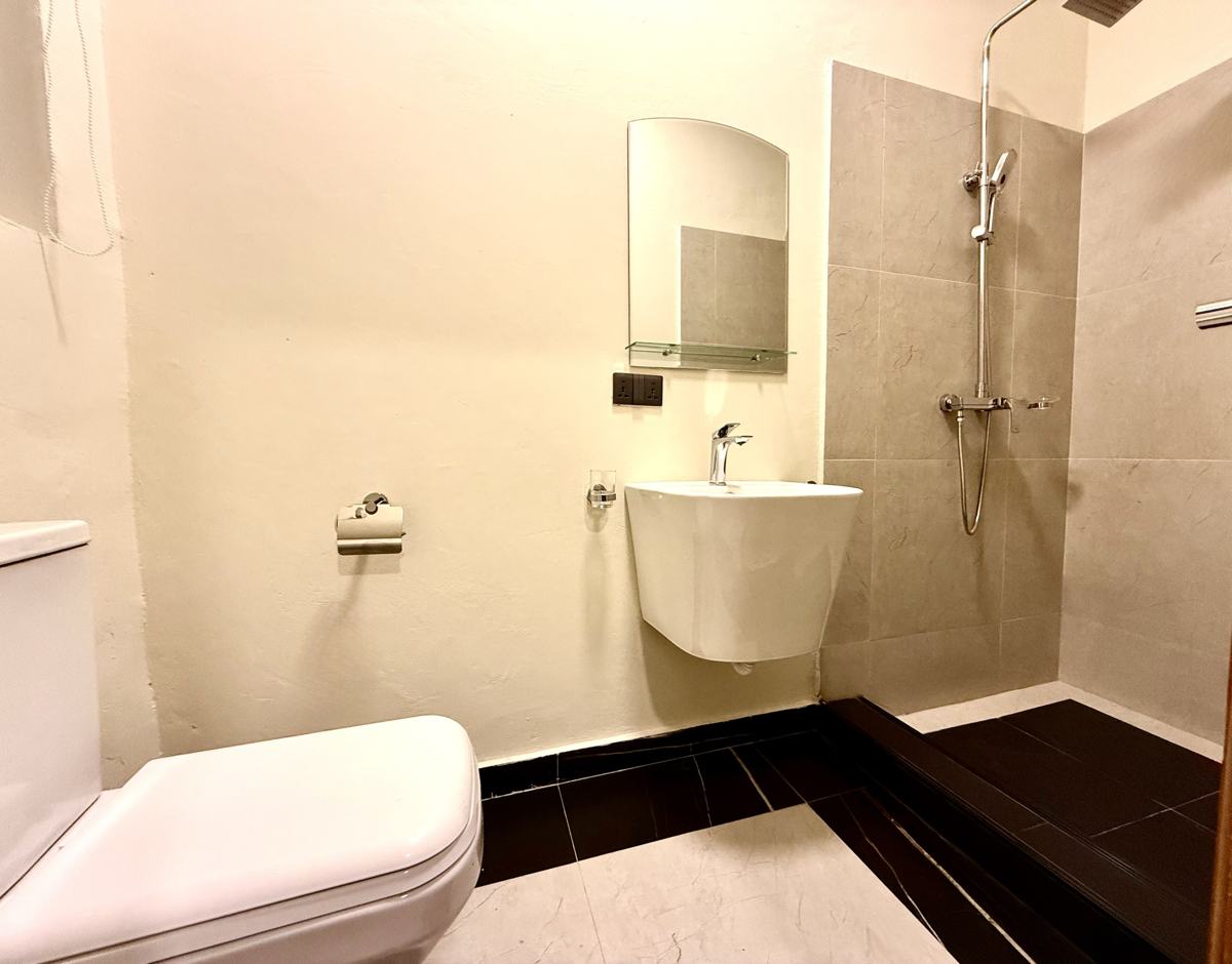 Luxury 2 bedroom, Modern bathroom with sink and shower
